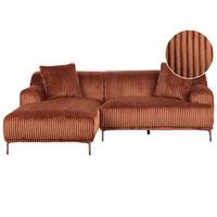 ECKSOFA Cord Braun rechtsseitig Stenum - Messingfarben/Braun, Textil (242/168cm) - Beliani