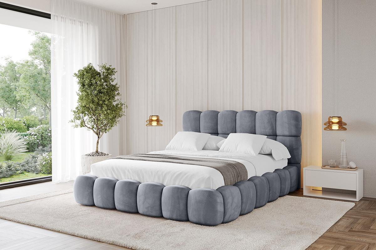 POLSTERBETT mit Bettkasten und Lattenrost, Boxbett ohne Matratze - LEYA 160x200 Grau - Grau, Holzwerkstoff/Textil (160/200cm) - ALTDECOR