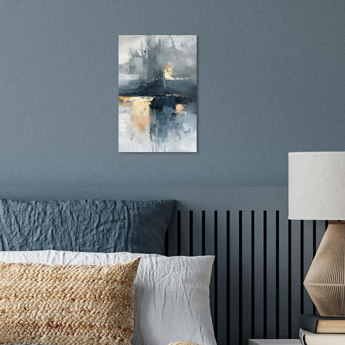 POSTER Kunst - Grau - Gold - Abstrakt Room Decor 20x30 cm - Dunkelgrau, Papier (20/30/0.1cm) - MuchoWow