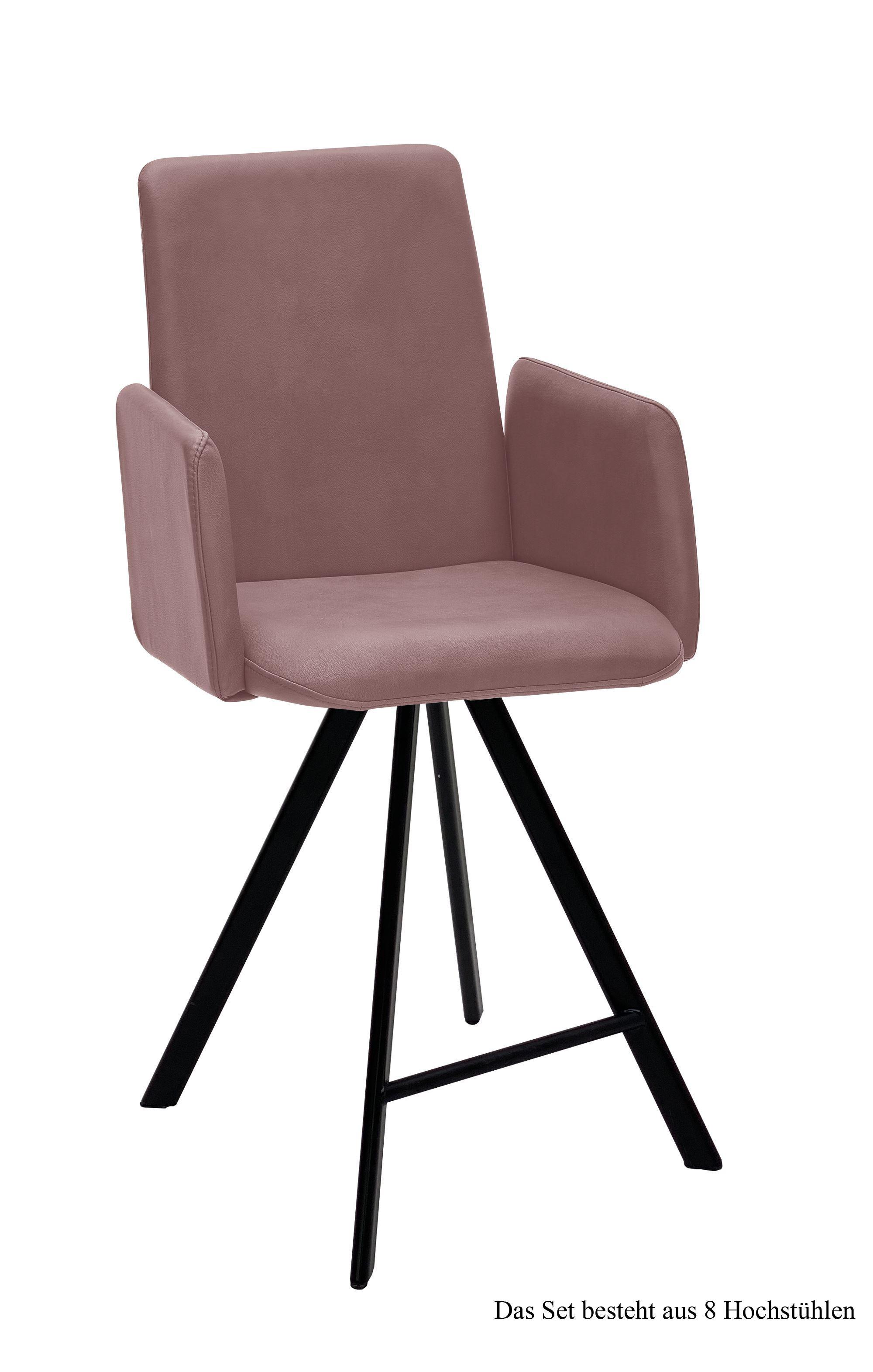 THEKENSTUHL drehbar (8er-Set) Desiree 52x109x60 Schwarz/Rosewood - Dunkelrosa/Schwarz, Kunststoff (60/109/52cm) - 58aufmkessel