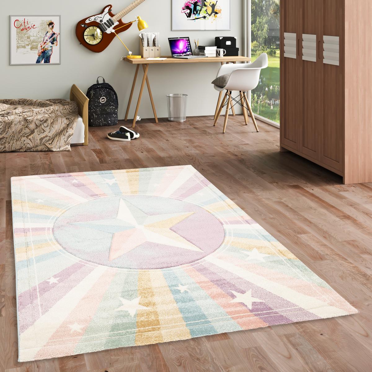 KINDER TEPPICH MAUI KIDS RAINBOW STAR - Multicolor, Textil (140/200cm) - Pergamon
