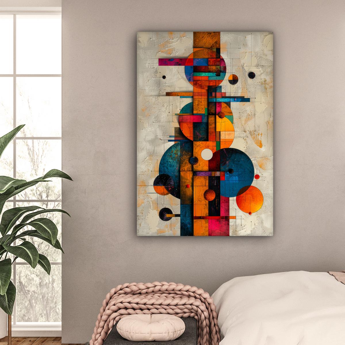 LEINWANDBILD Vintage - Moderne Kunst - Orange - Geometrische Formen Deko XXL 80x120 cm - Multicolor, Textil (80/120cm) - MuchoWow