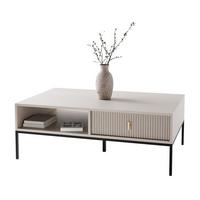 COUCHTISCH MIDNIGHT mit Schublade auf Gestell kaschmir - Kaschmir/Schwarz, Holzwerkstoff (68/104/39cm) - Lookway