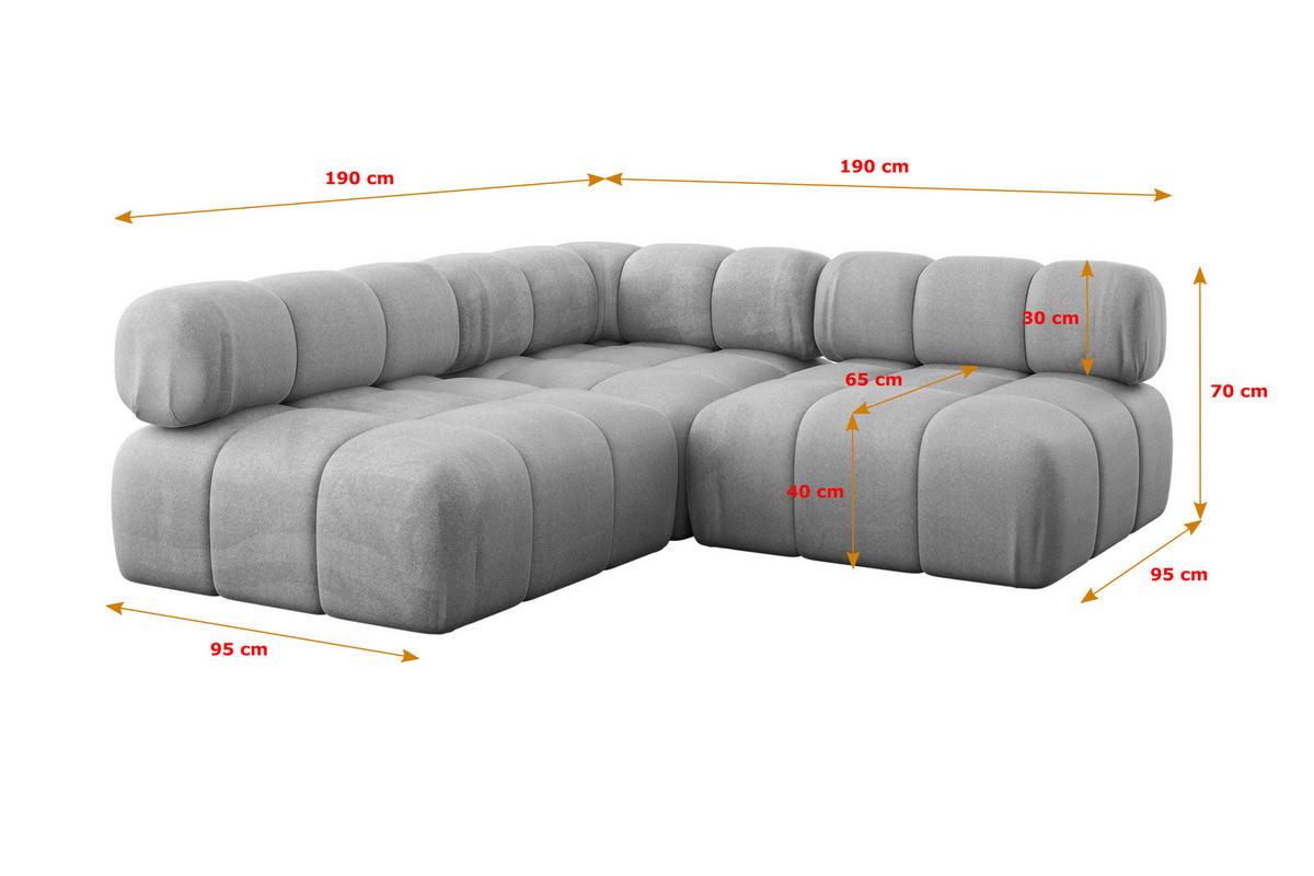ECKSOFA modulares Sofa Samaro-L1 - 190x190x70 cm Hellgrau Velours - Hellgrau, Holzwerkstoff/Textil (190/190cm) - ALTDECOR