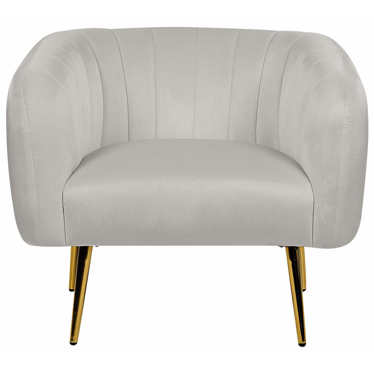 SESSEL Samtstoff Grau Laconia - Grau, Textil/Metall (85/72/62cm) - Beliani