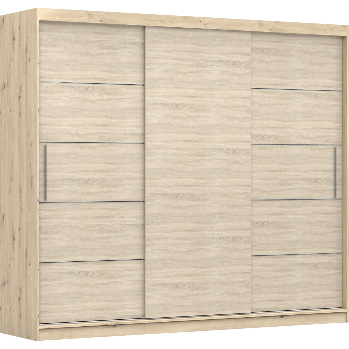 SCHWEBETÜRENSCHRANK ALBA ohne Spiegel Sonoma Eiche, mit LED Beleuchtung 250 cm - Sonoma Eiche, Holz (250/218/61cm) - imoebel24