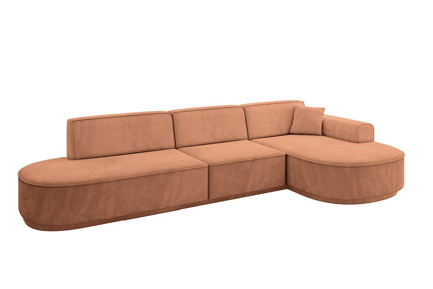 ECKSOFA Ottomane Rechts MARI-L2-v3 - 328x171x83 cm Orange Velours - Schwarz/Orange, Holzwerkstoff/Kunststoff (171/328cm) - ALTDECOR