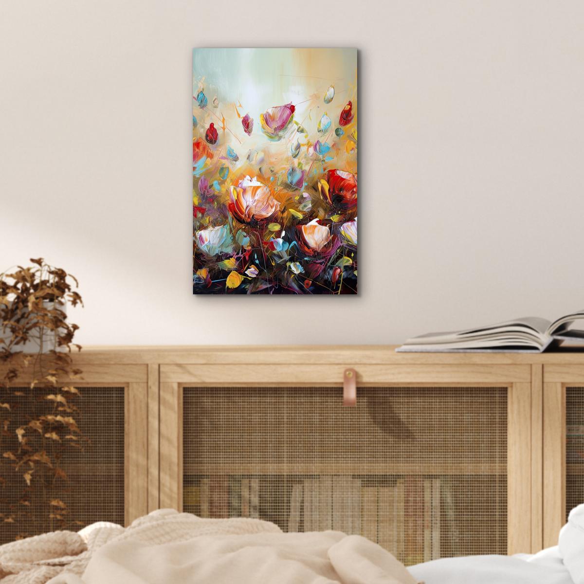 METALLBILD Blumen - Kunst - Natur - Ölgemälde 20x30 cm - Multicolor, Metall (20/30cm) - MuchoWow