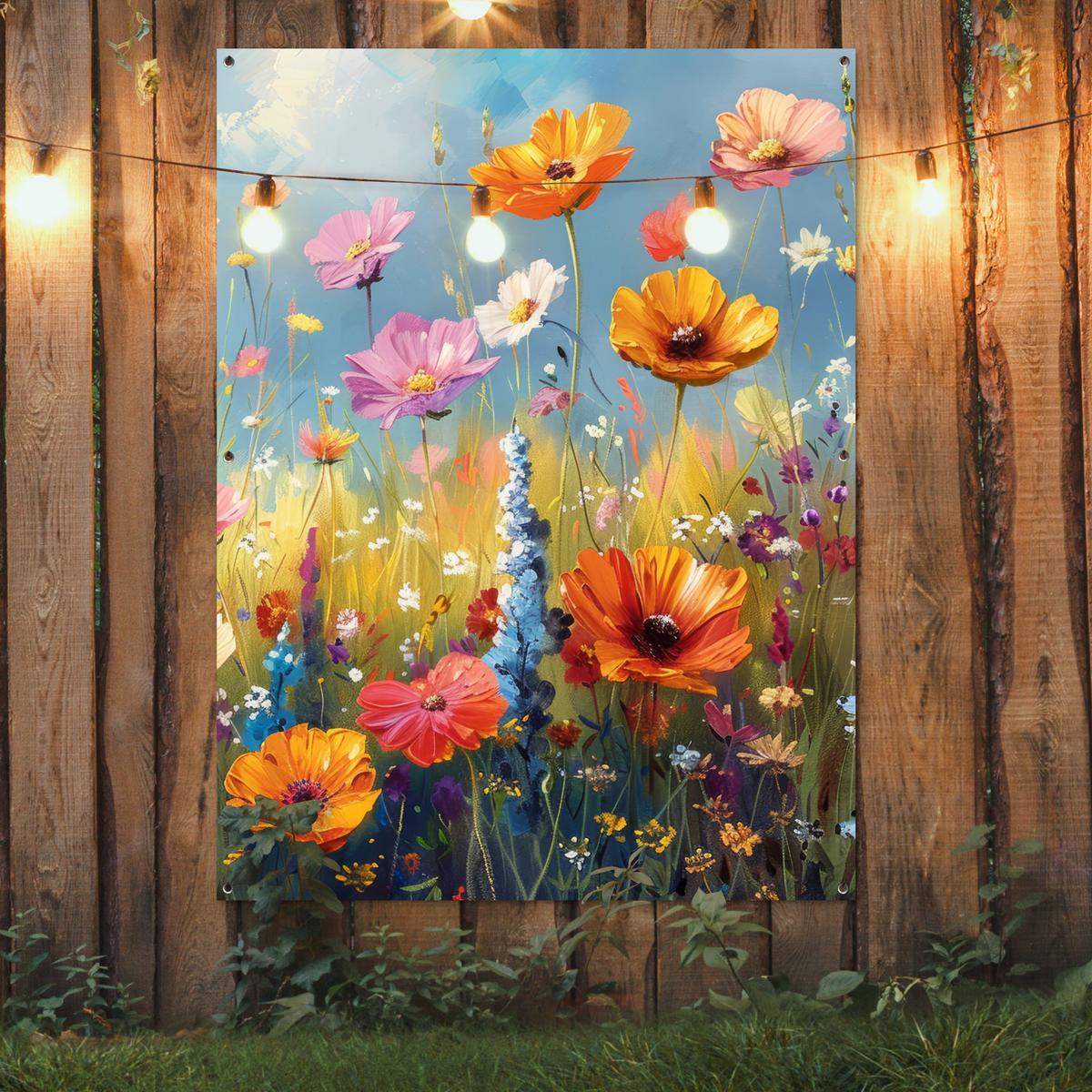 GARTENPOSTER Blumen - Natur - Botanik - Kunst Gartendekoration 120x160 cm - Hellblau, Kunststoff (120/160/0.2cm) - OnlyWow