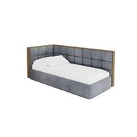 EINZELLBETT Jugendbett mit Bettkasten, Rechts - SOVY 90x200 Grau - Blaugrau, Holzwerkstoff/Textil (90/200cm) - ALTDECOR