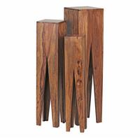 BEISTELLTISCH 3er Set Massivholz Quadratisch Modern, Dunkelbraun 25x25x100 cm - Braun, Holz (25/25/100cm) - KADIMA DESIGN