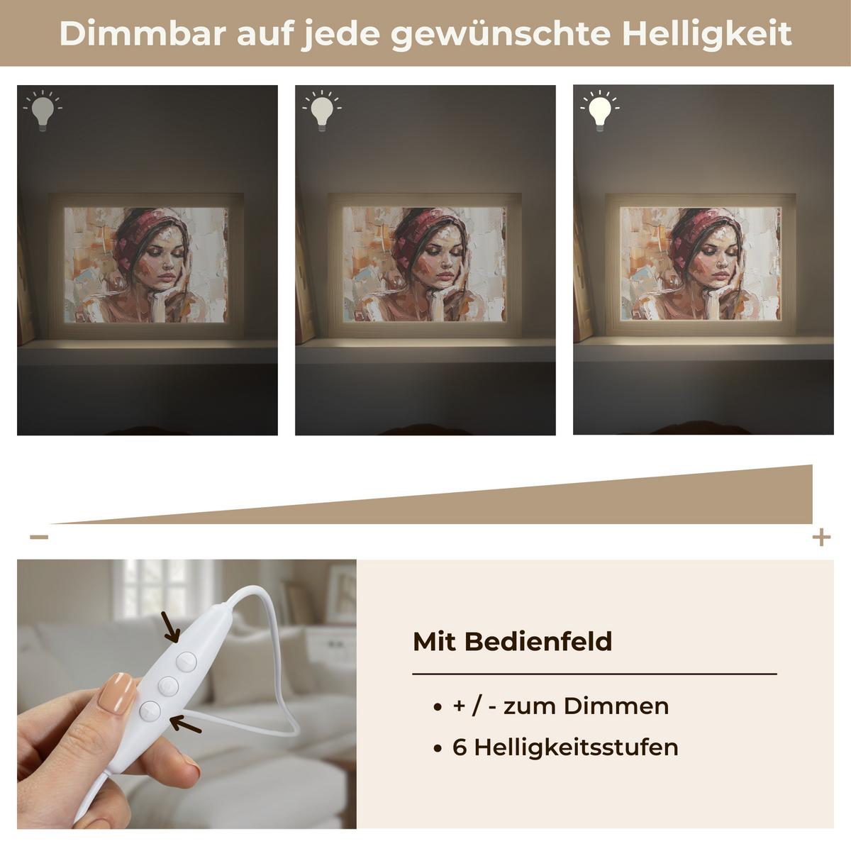 WANDLEUCHTE Frau - Lackierung - Porträt - Modern 20x15 cm - Braun, Holzwerkstoff (20/15/8cm) - OnlyWow