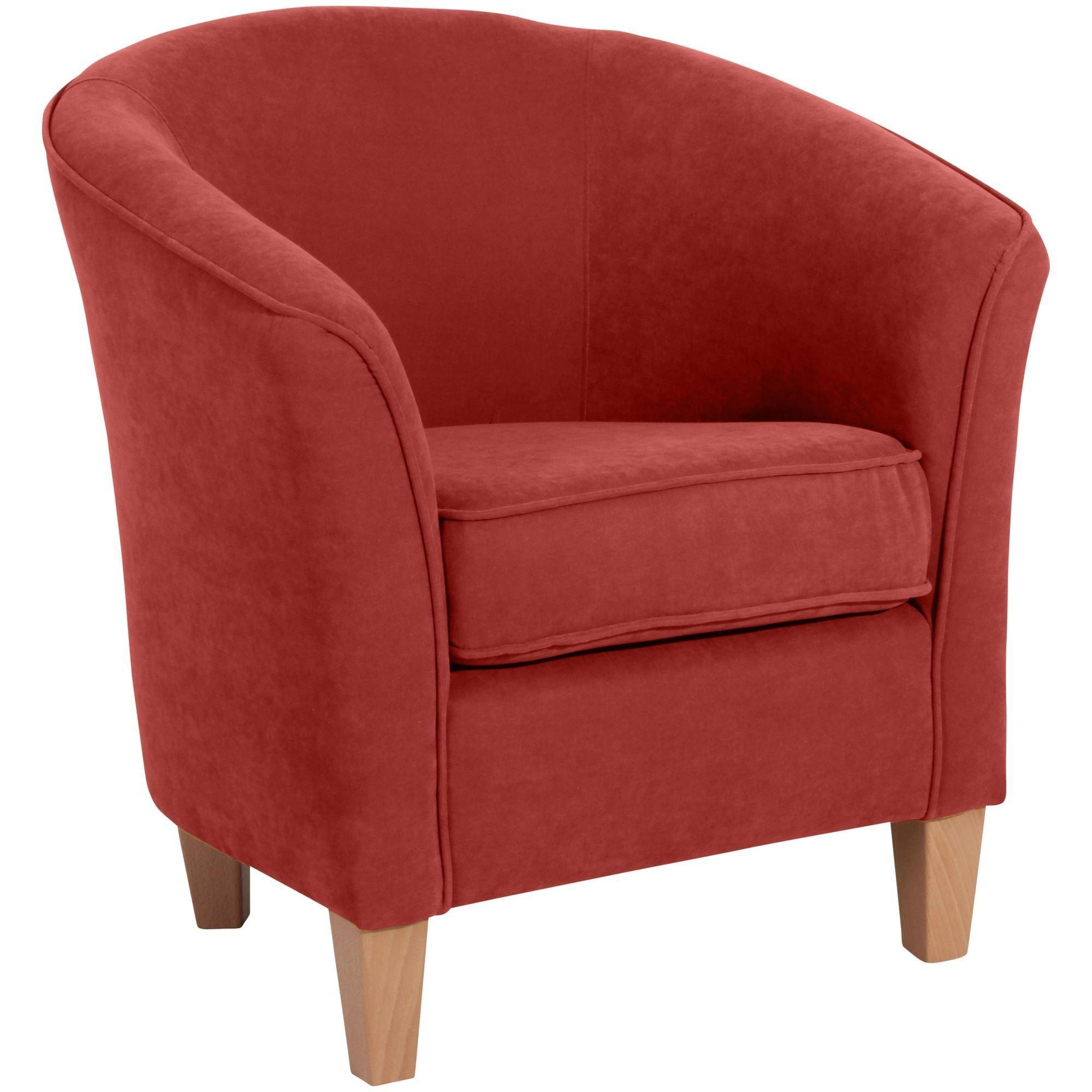 SESSEL Karine Bezug Veloursstoff Buche natur / terracotta - Rot, Kunststoff (70/74/70cm) - 58aufmkessel