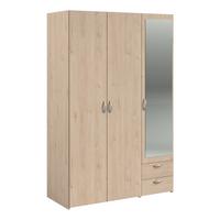 KLEIDERSCHRANK mit Spiegel Eiche 120 x 185 cm, Drehtürenschrank mit 3 Türen - Eichefarben/Silberfarben, Holzwerkstoff/Kunststoff (120/185/51cm) - Furn.Design