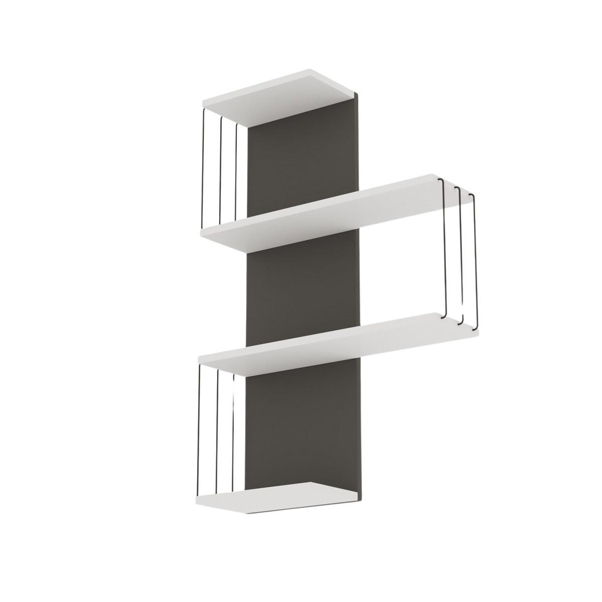 WANDREGAL mit 4 Ablagen 64/19/96 cm - Weiß/Grau, Holzwerkstoff (19/96/7cm) - Calicosy