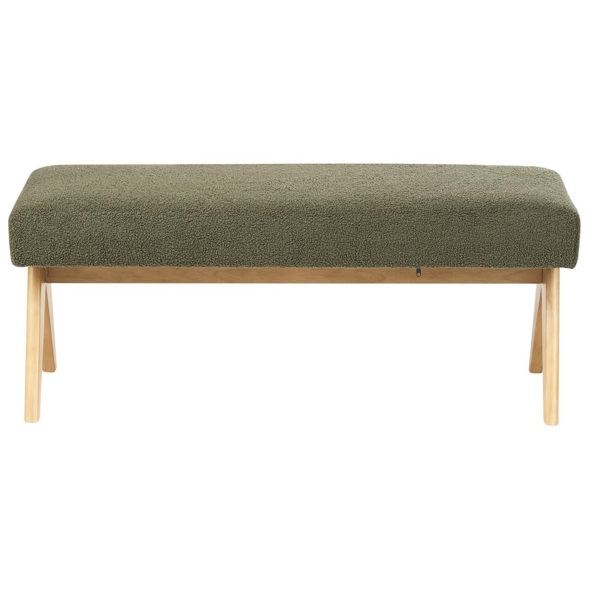 POLSTERBANK Grün/Hellbraun Tamre - Olivgrün/Braun, Holz/Textil (118/48/46cm) - Beliani