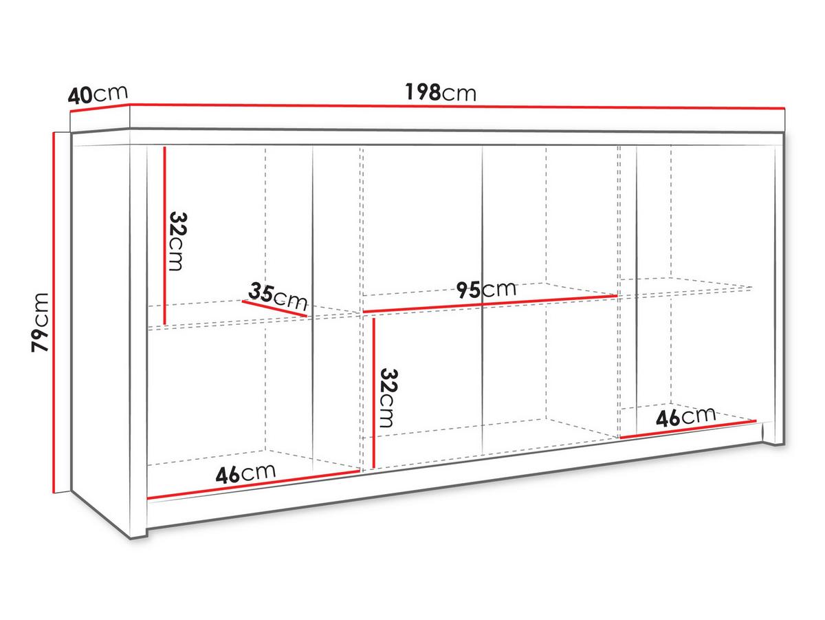 KOMMODE Solid 4D - Dunkelbraun/Schwarz, Holzwerkstoff/Kunststoff (198/79/40cm) - MIRJAN24
