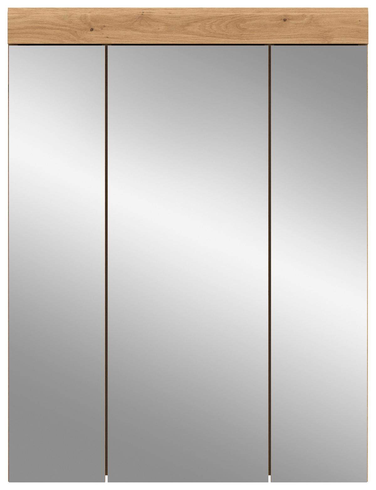 SPIEGELSCHRANK Eiche Artisan 60 x 79 cm, Badschrank 3-türig - Eiche Artisan, Glas/Holzwerkstoff (60/79/19cm) - Inn.Furn