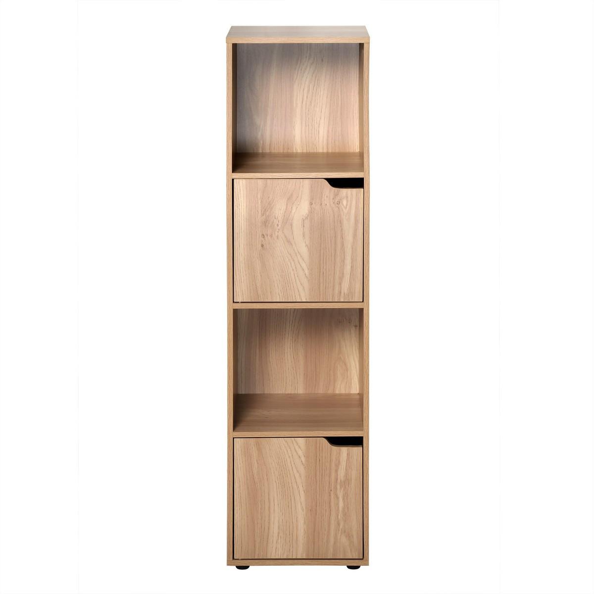 REGAL mit 4 Fächern - 31/29/120 cm - Eichefarben, Holzwerkstoff (29/120/30.7cm) - Calicosy