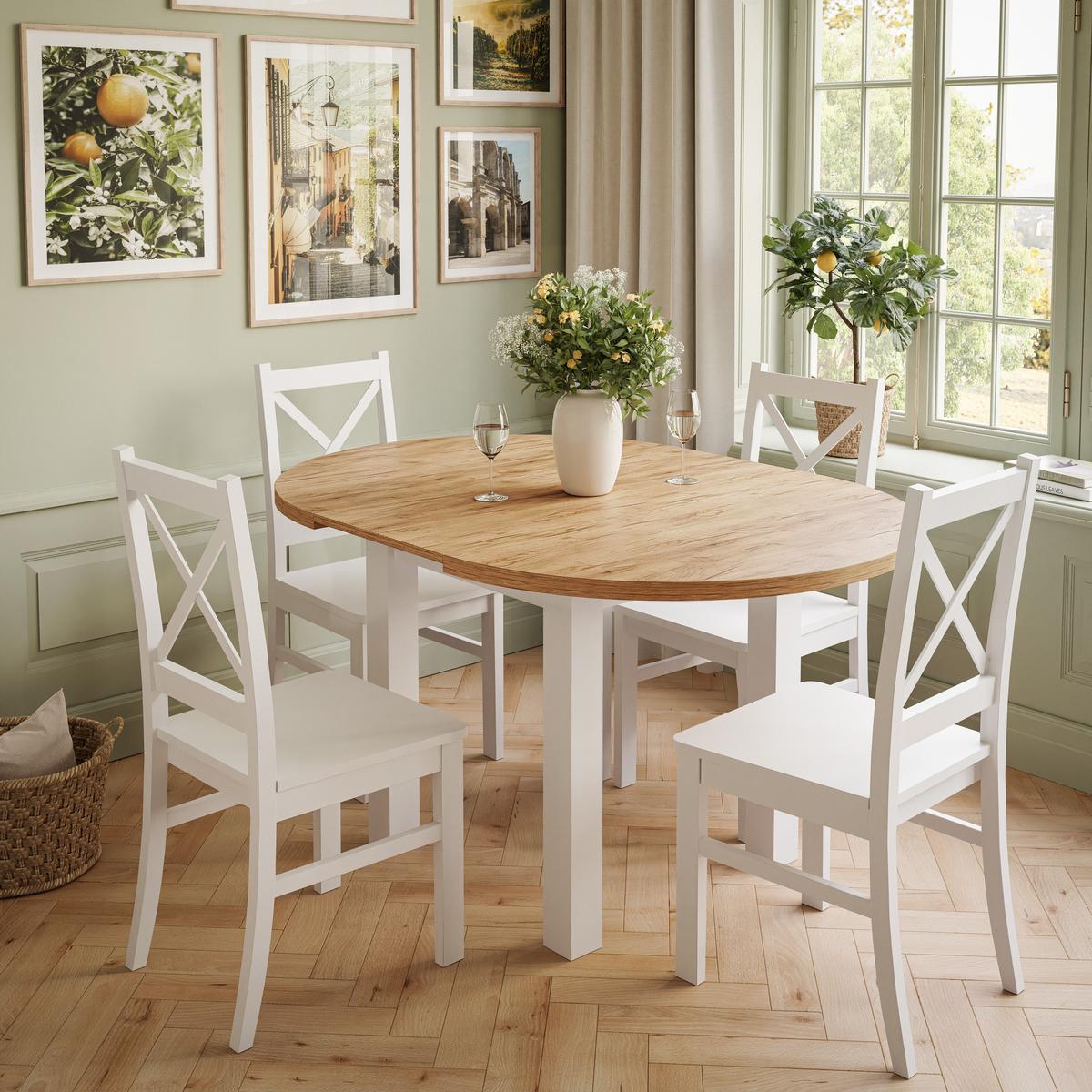 ESSTISCH OLEA rund Weiß / Craft Gold Eiche - Eichefarben/Weiß, Holzwerkstoff (100/140/77cm) - Lookway