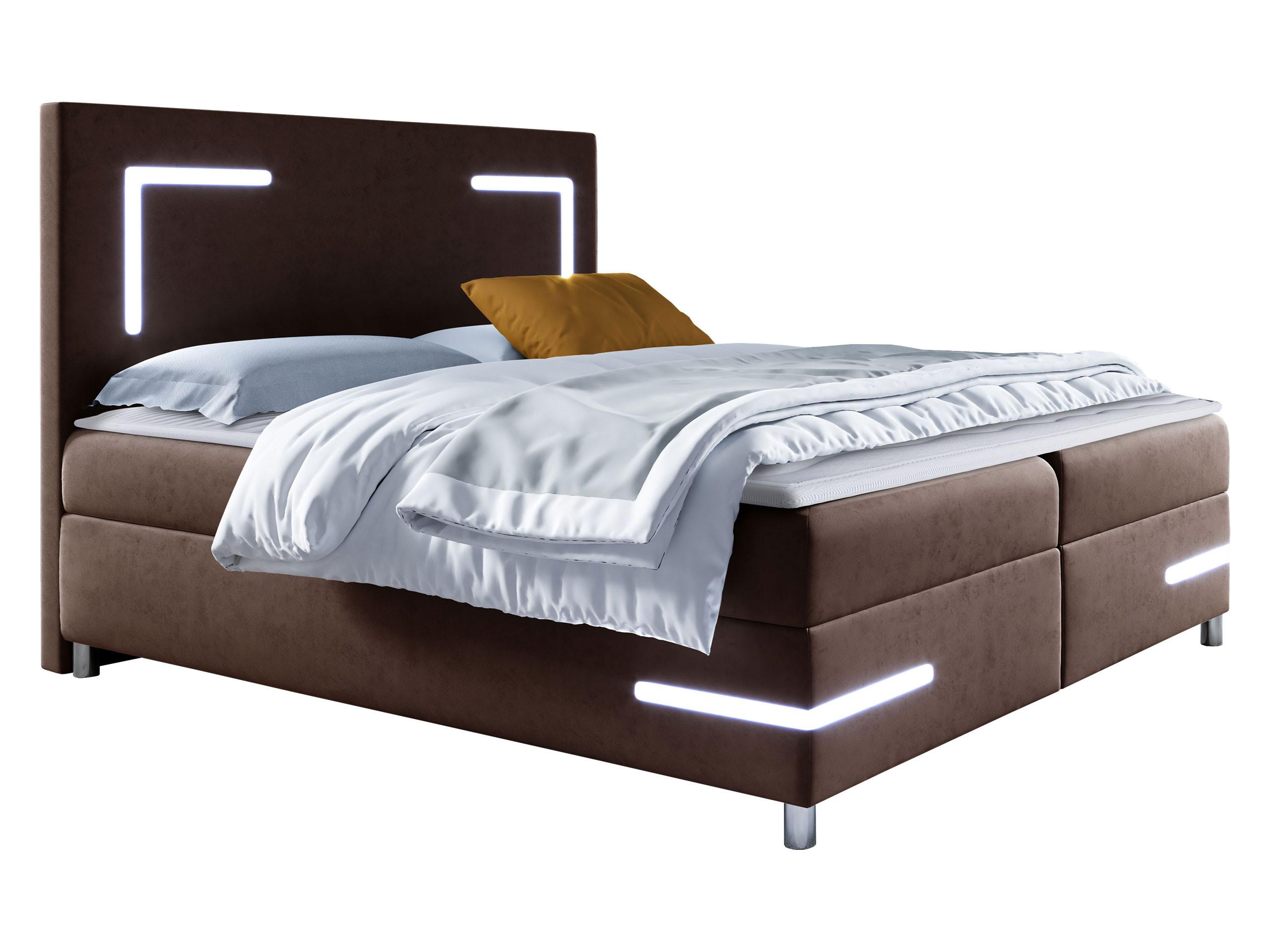 BOXBETT Delos LED - H3 - Dunkelbraun, Holz (160/200cm) - MIRJAN24