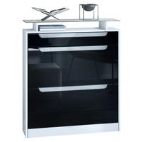 SCHUHSCHRANK Fiesta Schwarz Hochglanz / Weiß Hochglanz - Schwarz Hochglanz, Holzwerkstoff (89/104/23cm) - Vladon