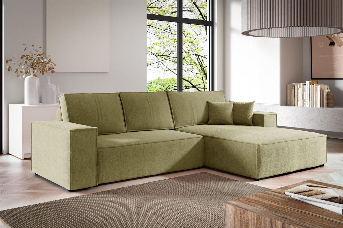 ECKSOFA Levio - Grün, Holzwerkstoff/Textil (294/185cm) - Fun Möbel
