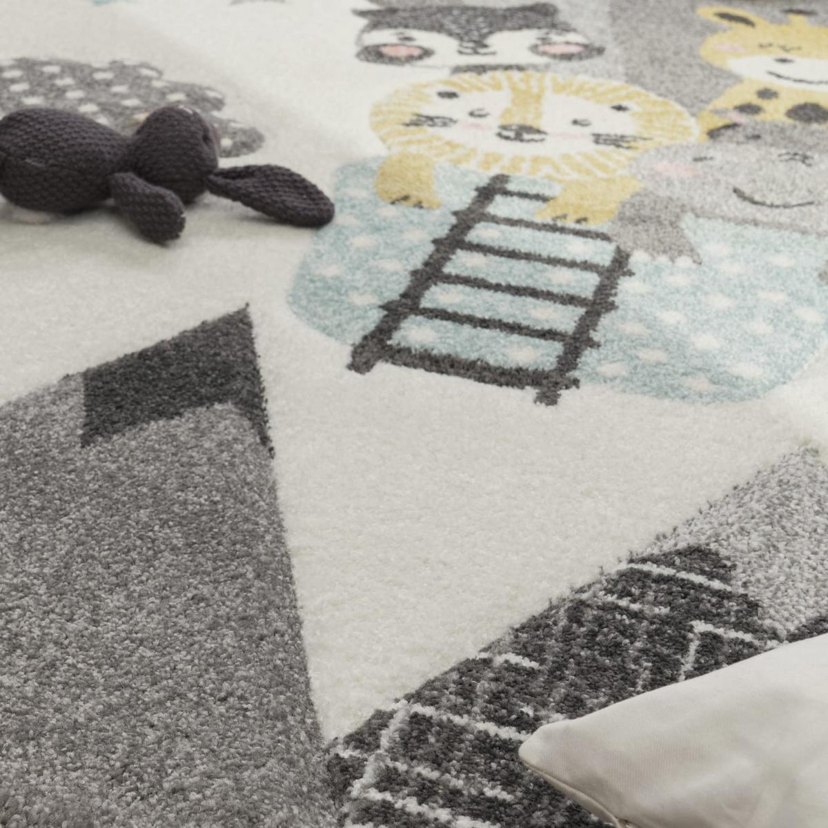 KINDERTEPPICH, mit Ballon- und Tier-Motiv, aus Polypropylen, Creme, Ø 160 cm - Beige, Textil (160/160cm) - KADIMA DESIGN