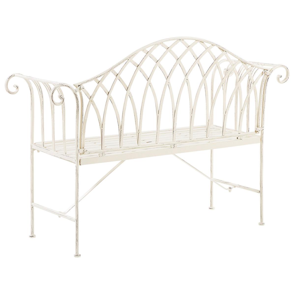 GARTENBANK Metall weiß 130 cm Milazzo - Weiß, Metall (130/94/45cm) - Beliani