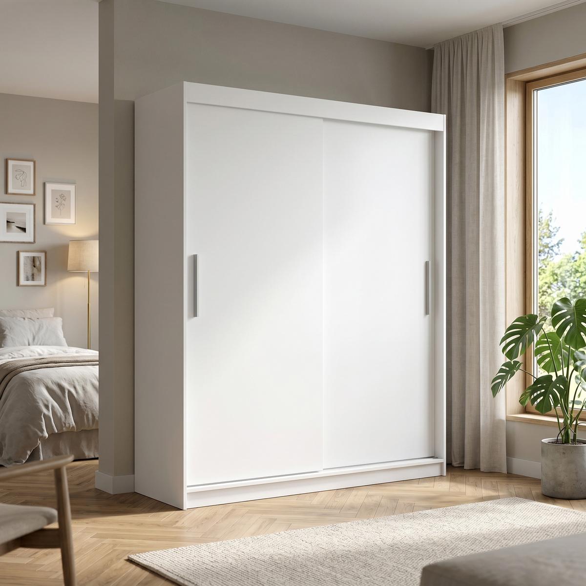 SCHWEBETÜRENSCHRANK VIVA 180/215,5/59cm 2-türig Weiß - Weiß, Holzwerkstoff (180/215.5/59cm) - MASSENO