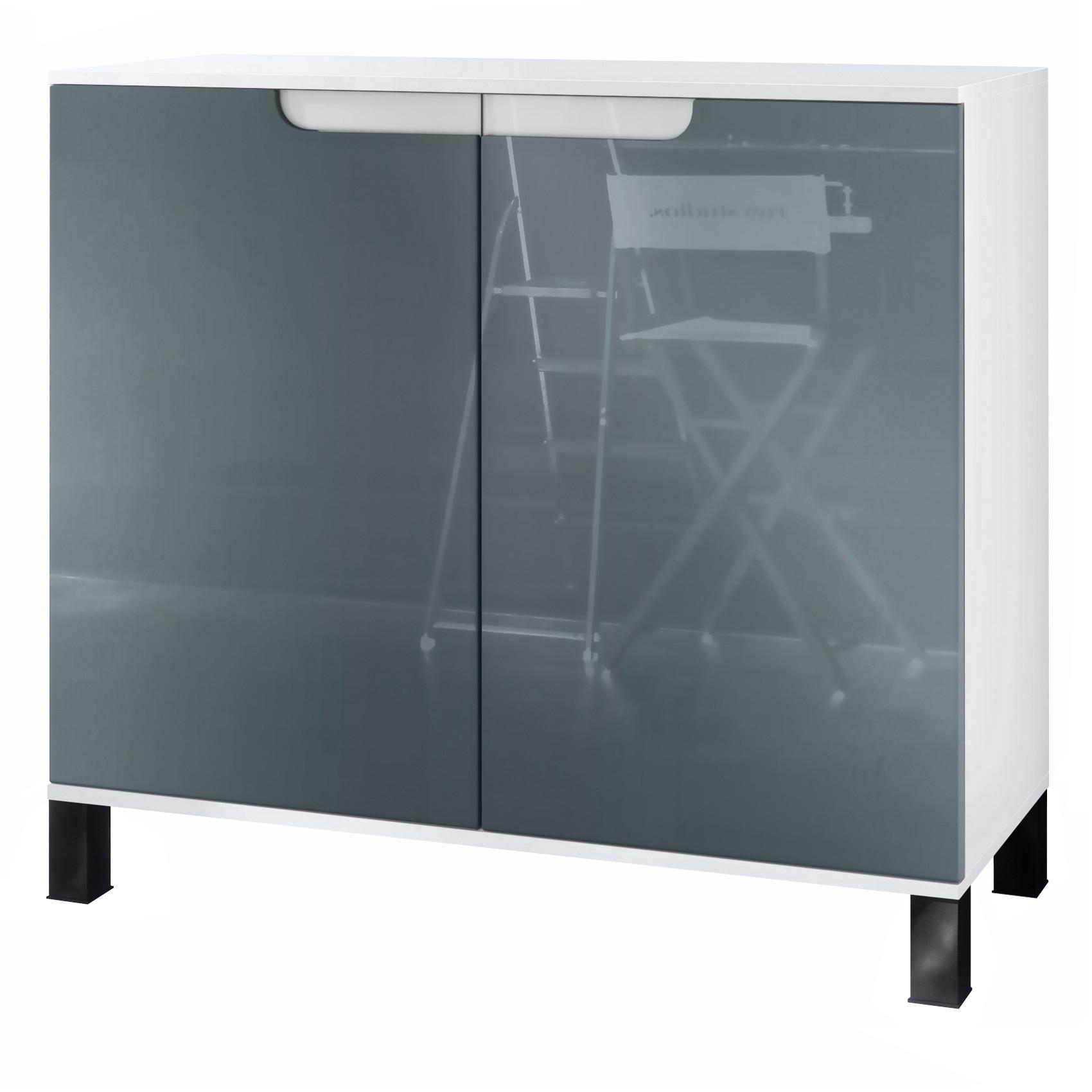 KOMMODE Sylt Grau Hochglanz - Grau, Holzwerkstoff (92.5/84.5/35cm) - Vladon