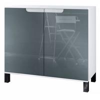 KOMMODE Sylt Grau Hochglanz - Grau, Holzwerkstoff (92.5/84.5/35cm) - Vladon