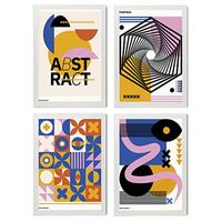 POSTER Set mit 4 Abstrakte Kubismus Formen A3 Weißer Rahmen - Weiß, Papier (29.7/3cm) - Nacnic