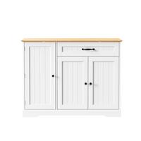 SIDEBOARD in Weiß & Natur mit 3 Türen & Schublade - Weiß Hochglanz, Holzwerkstoff (107/83/40cm) - Urban Meuble