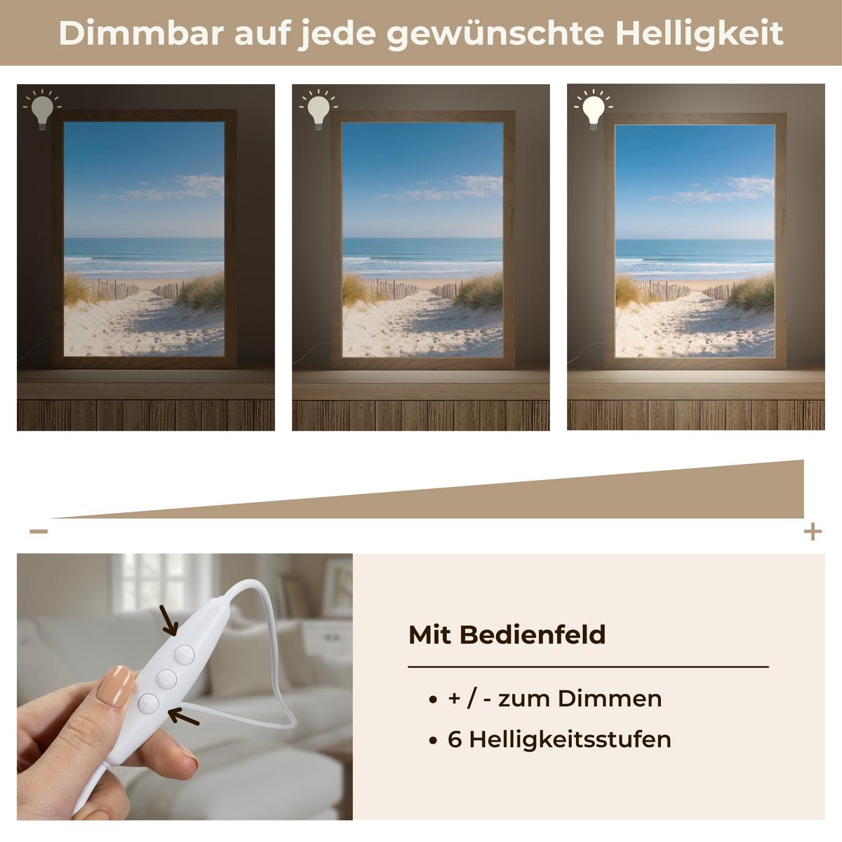 WANDLEUCHTE Strand - Meer - Düne - Sand - Sommer 20x30 cm - Sandfarben, Holzwerkstoff (20/30/8cm) - OnlyWow