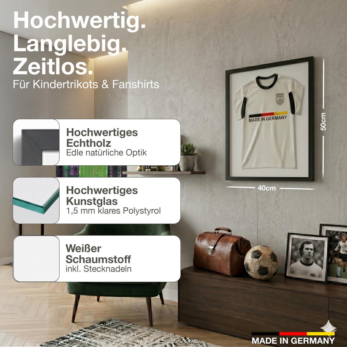 TRIKOTRAHMEN 40/50 Premium - Schwarz, Holz (40/50cm) - K-Möbel