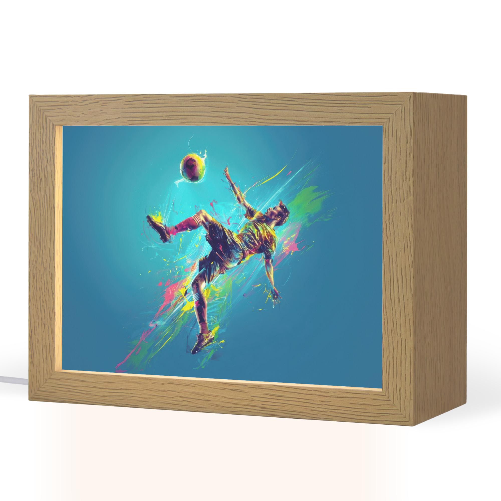 NACHTTISCHLAMPE Fußballer - Farbspritzer - Farbenfroh - Ball 20x15 cm - Blau, Holzwerkstoff (8/20/15cm) - OnlyWow