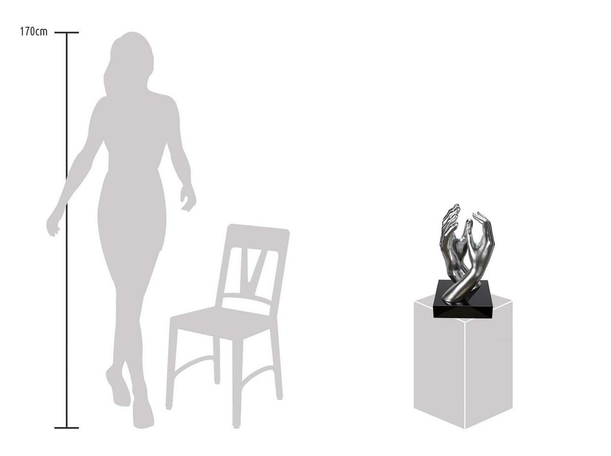 SKULPTUR Silber 21/41 cm - Silberfarben, Stein (4.85/41/21cm) - KUNSTLOFT