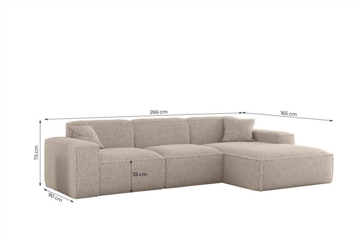 ECKSOFA Celes Premium In Sven - Blau, Holzwerkstoff/Textil (266/165cm) - Fun Möbel