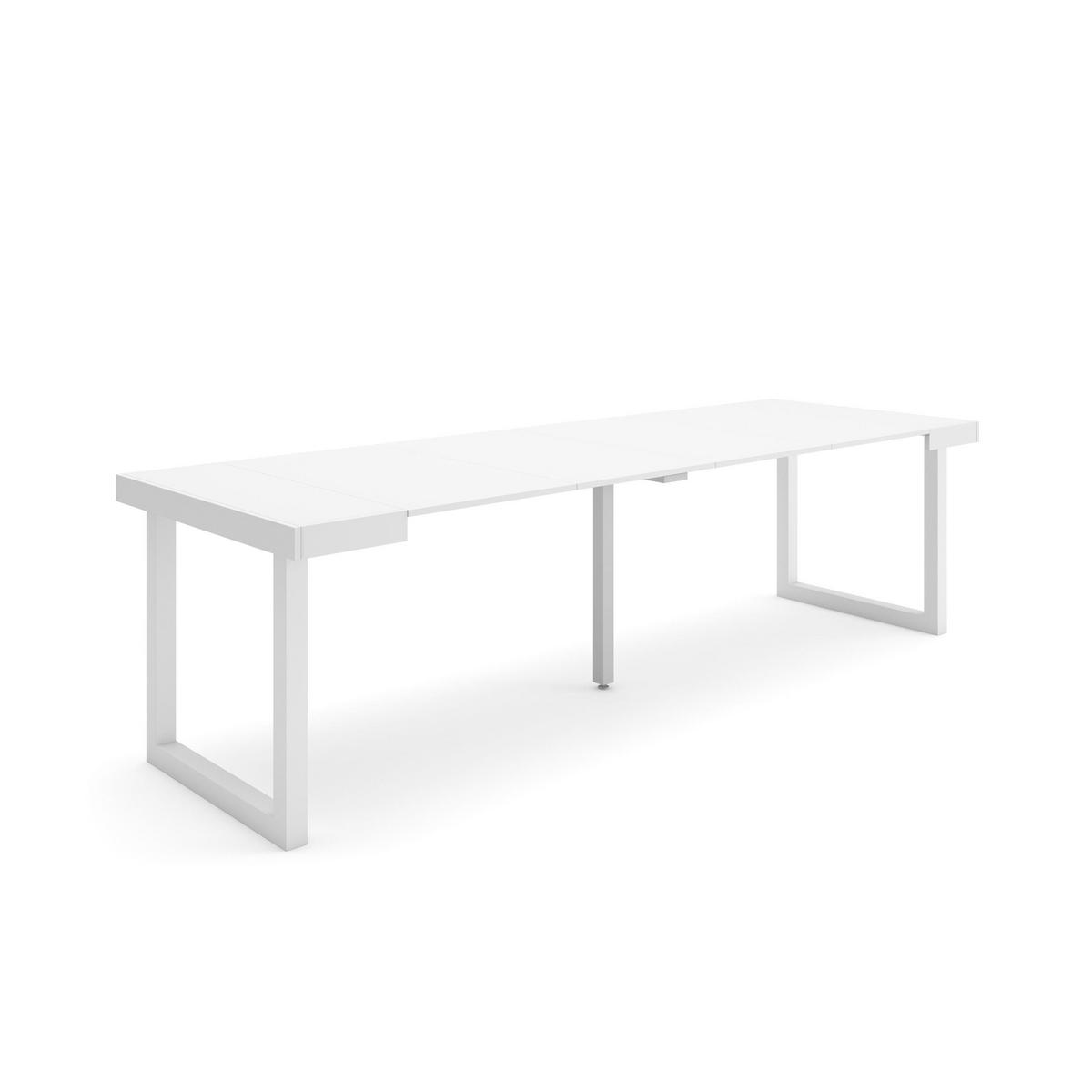 KONSOLENTISCH ausziehbar 58 bis 262cm, für 12 Gäste, weiß, 90/58/73cm - Weiß, Holzwerkstoff (90/262/73cm) - Skraut Home