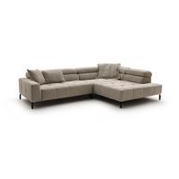ECKSOFA MIT MOTORISCHEM SITZVORZUG OHIO Beige Cord Relaxfunktion - Beige/Schwarz, Textil/Metall (311/219cm) - KAWOLA