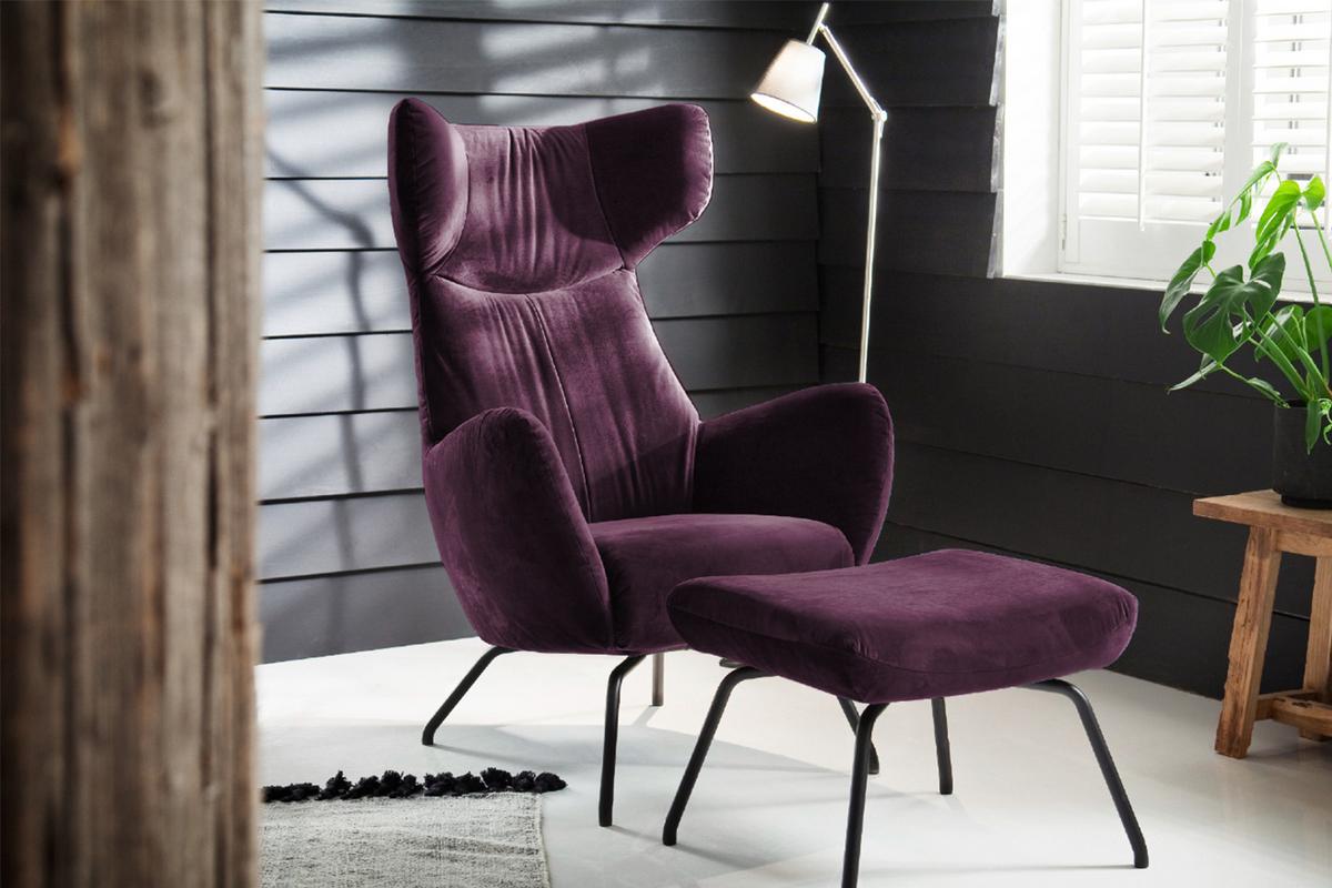 HOCKER LOTTE Violett Velvet - Violett, Textil/Metall (57/44/52cm) - KAWOLA