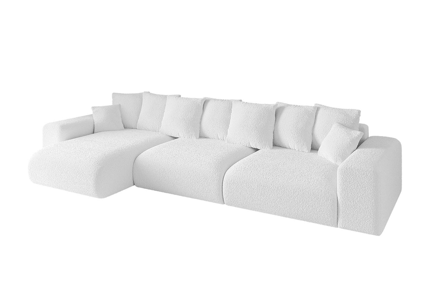 ECKSOFA Ottomane links ESKAR-L2 364x176x72 Weiß Bouclé - Schwarz/Weiß, Holzwerkstoff/Kunststoff (364/176cm) - ALTDECOR