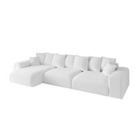 ECKSOFA Ottomane links ESKAR-L2 364x176x72 Weiß Bouclé - Schwarz/Weiß, Holzwerkstoff/Kunststoff (364/176cm) - ALTDECOR