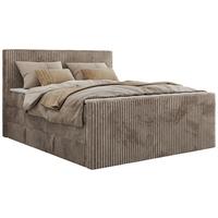 BOXSPRINGBETT TILIANO KING DUO 140/200 - Hellbraun Cord - H3 - Hellbraun, Textil (140/200cm) - MKS