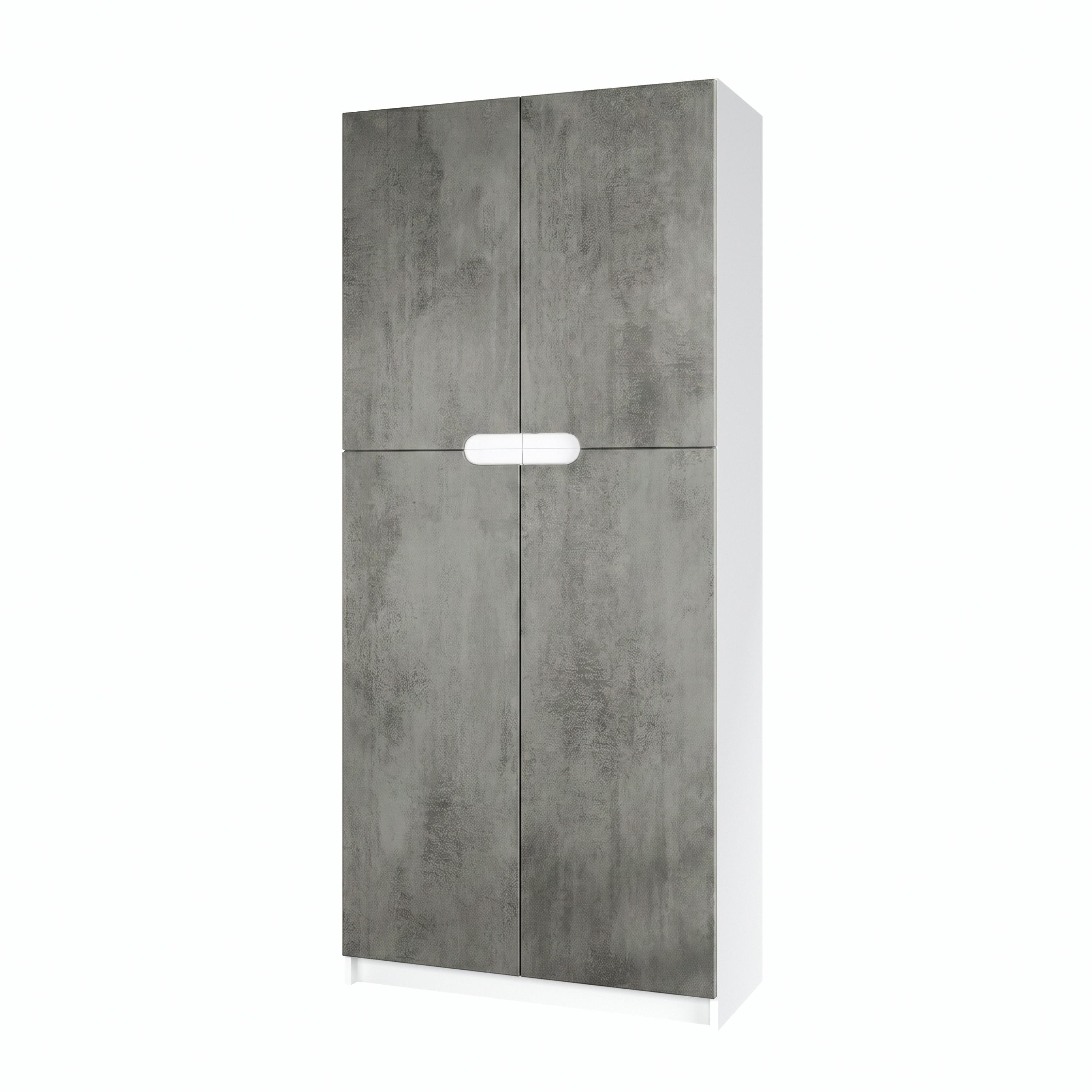 BÜROSCHRANK Logan Fronten in Beton Dunkel Optik - Dunkelgrau, Holzwerkstoff (82/184/37cm) - Vladon