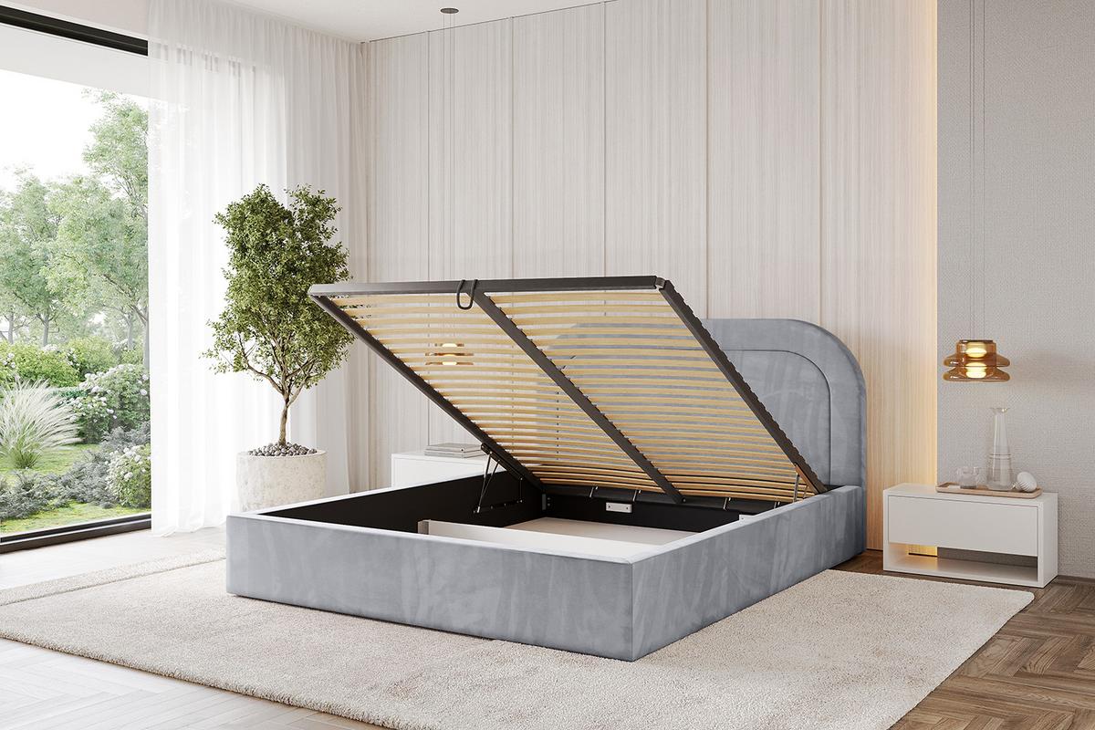 POLSTERBETT mit Bettkasten und Lattenrost, Boxbett ohne Matratze - LERAY 120x200 Hellgrau - Hellgrau, Holzwerkstoff/Textil (120/200cm) - ALTDECOR
