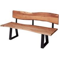 ESSZIMMERBANK Landhausstil Baumkante Akazienholz, Beige 160x60x84 cm - Beige/Schwarz, Holz/Metall (160/84/60cm) - KADIMA DESIGN