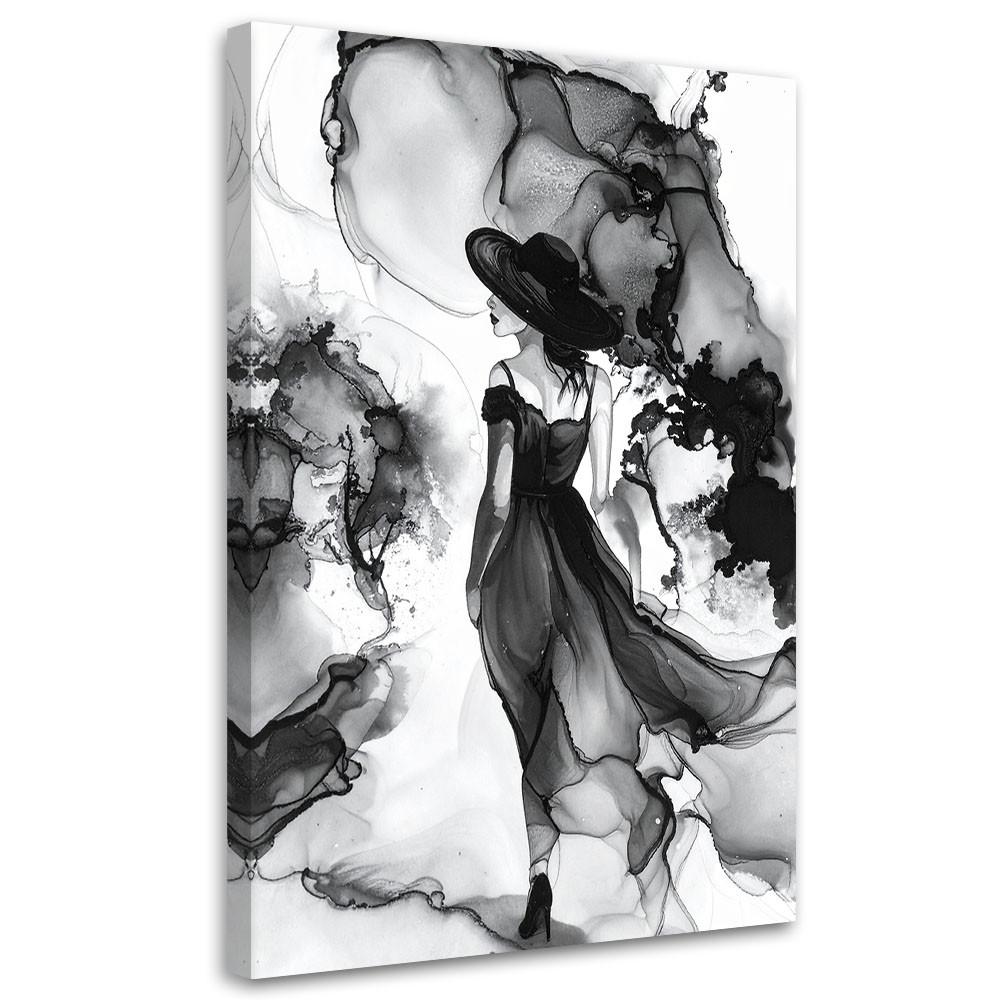 LEINWANDBILD Frau-Abstraktion Tinte 40x60cm - Schwarz, Textil (40/60cm) - Feeby
