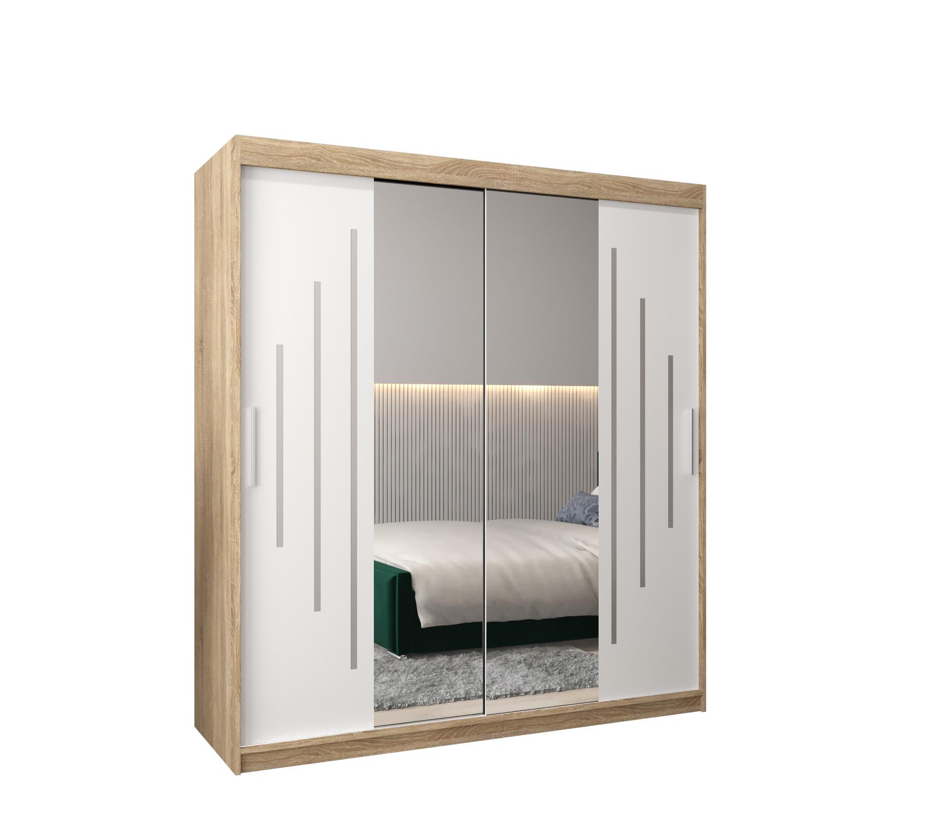 SCHWEBETÜRENSCHRANK 200/180/62 2-türig - Silberfarben/Weiß, Holz/Kunststoff (180/200/62cm) - Abiks Möbel